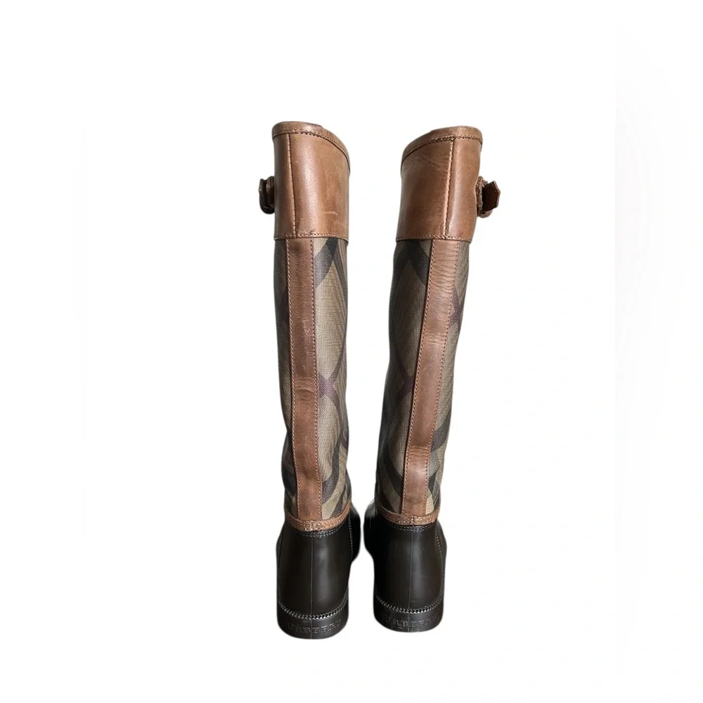 Burberry House Check Rain Boots – Rubber & Canvas with Leather Trim size 5 - Picture 5 of 13